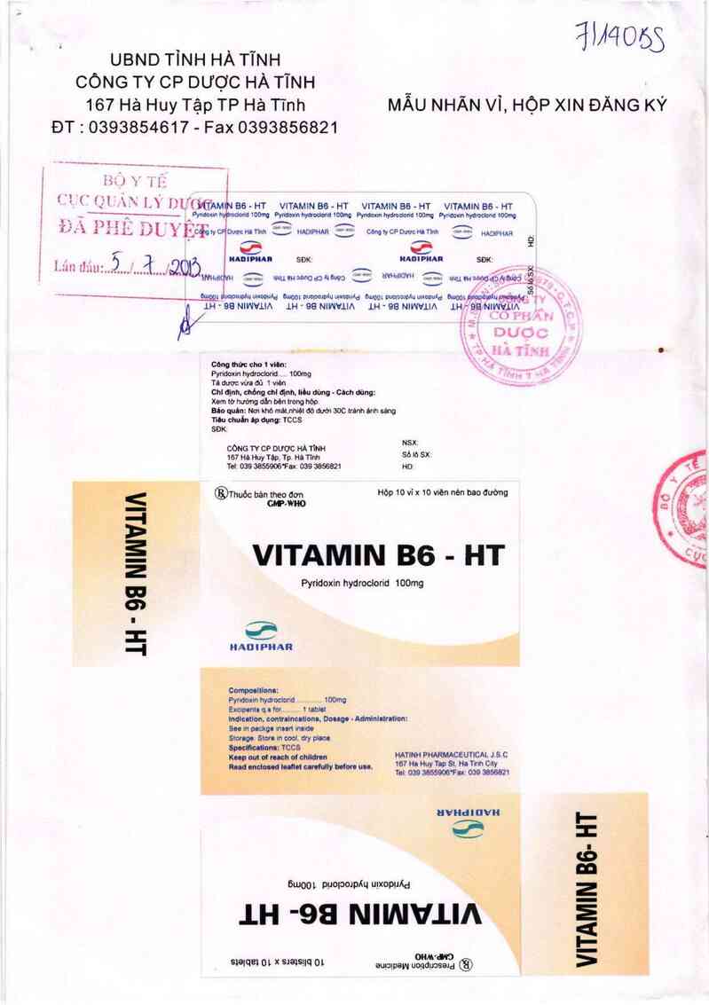 thông tin, cách dùng, giá thuốc Vitamin B6 - HT - ảnh 0