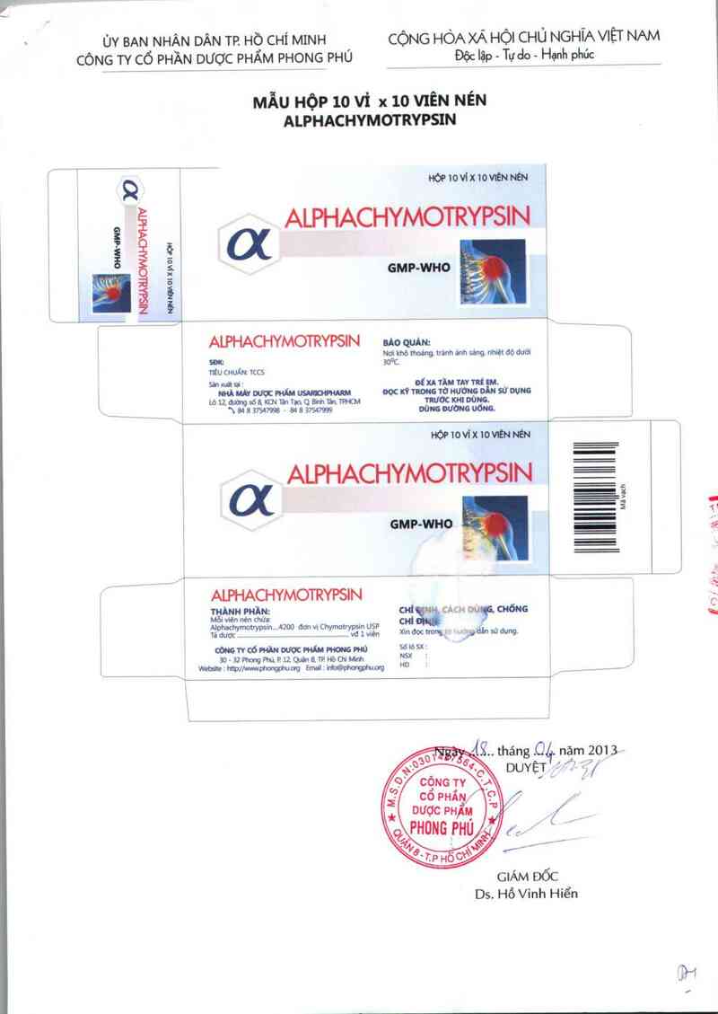 thông tin, cách dùng, giá thuốc Alphachymotrypsin - ảnh 1