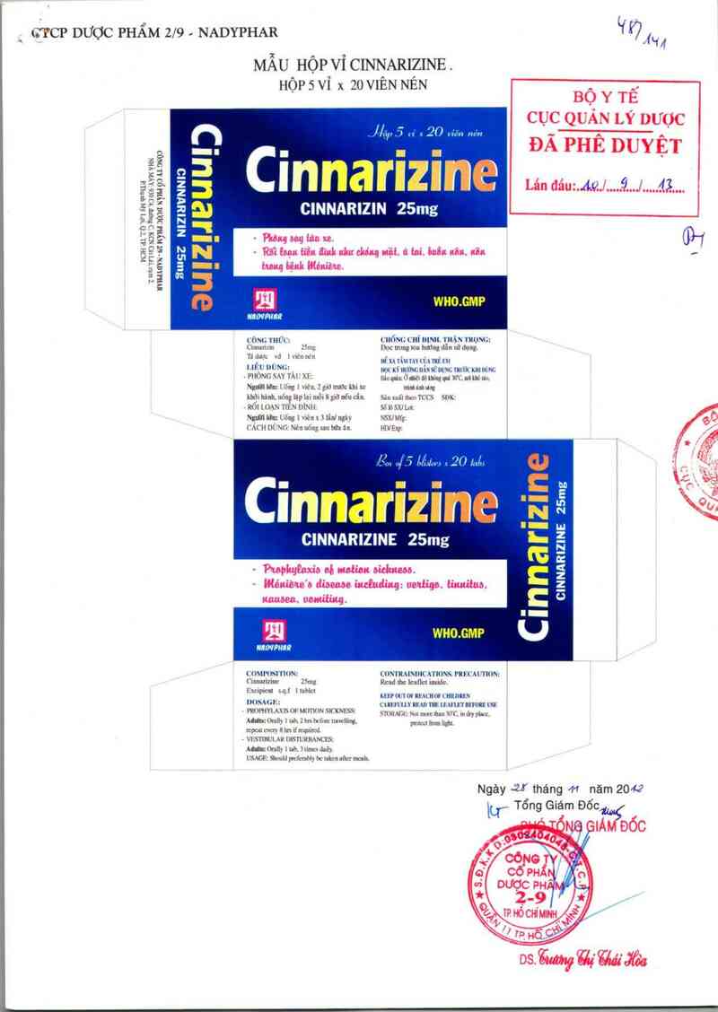 thông tin, cách dùng, giá thuốc Cinnarizine - ảnh 0