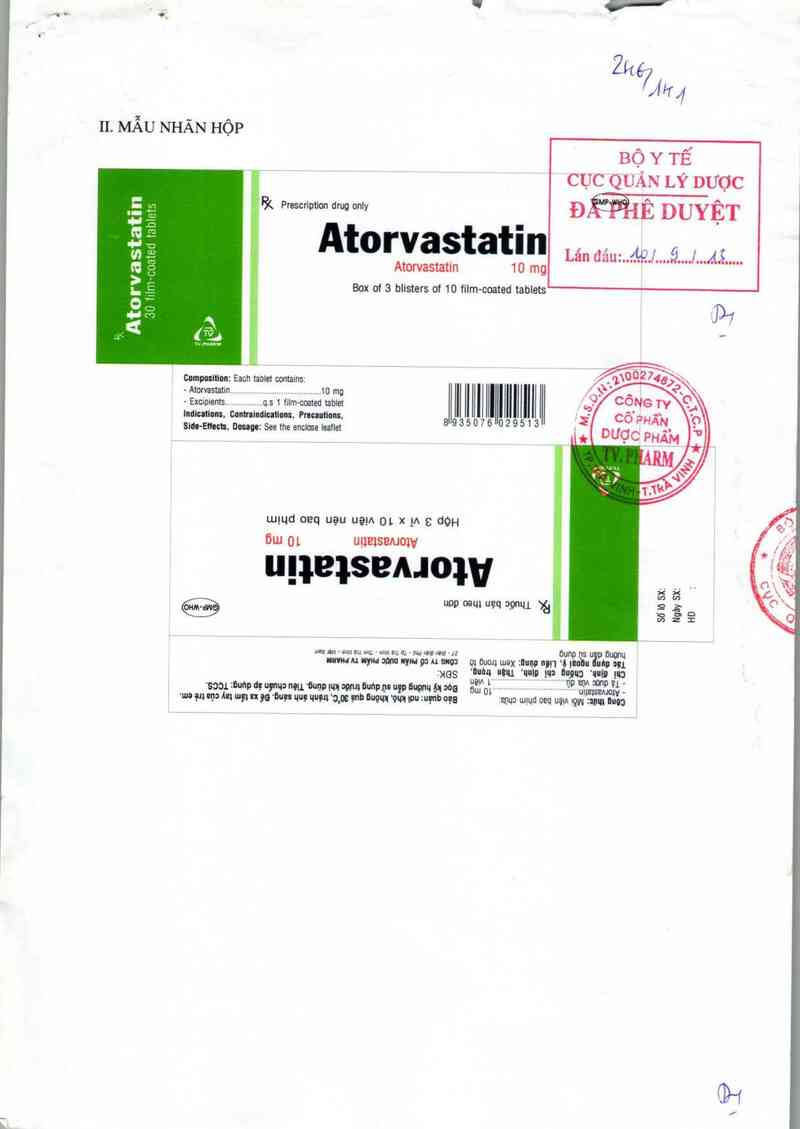 thông tin, cách dùng, giá thuốc Atorvastatin 10mg - ảnh 0