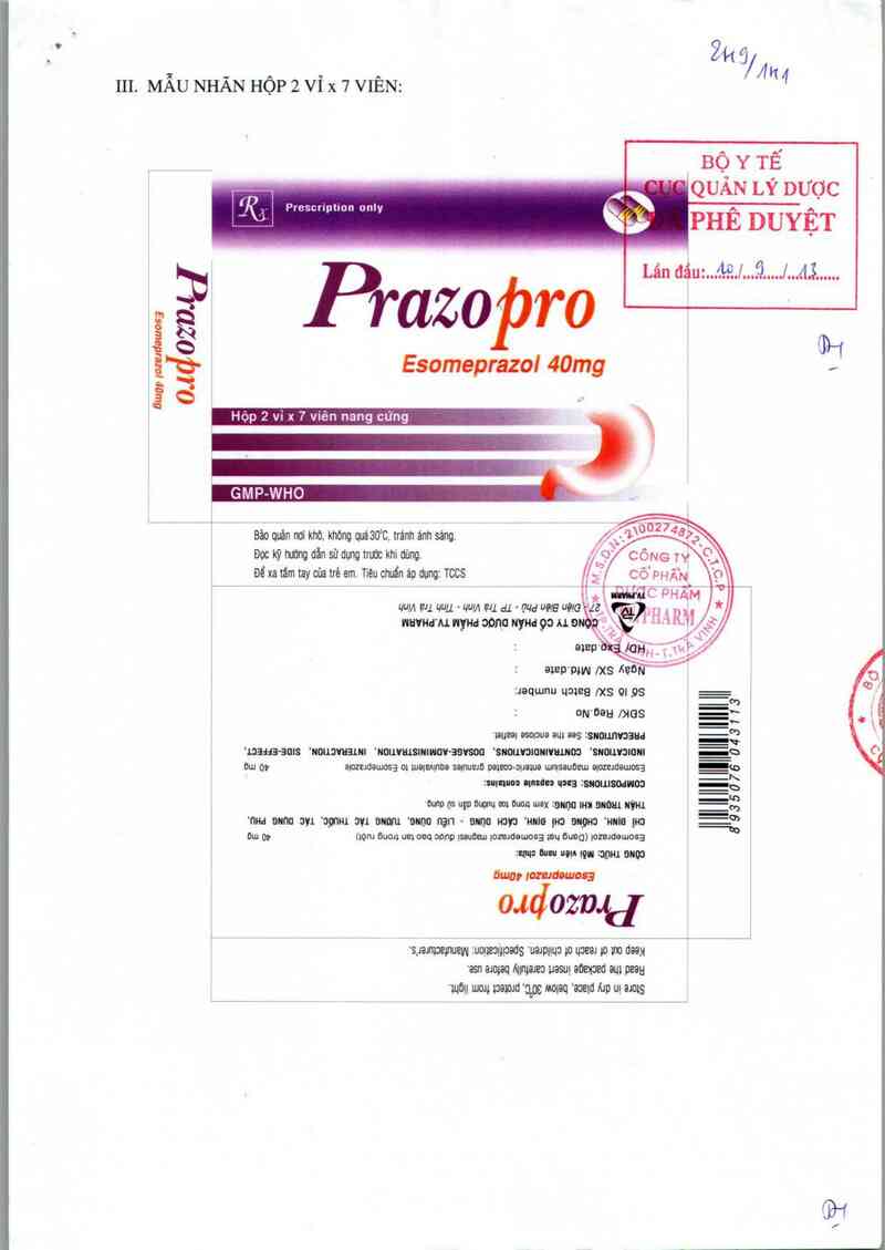 thông tin, cách dùng, giá thuốc Prazopro 40mg - ảnh 0