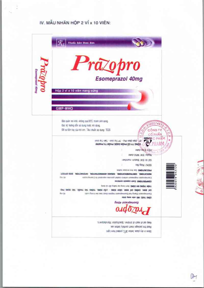 thông tin, cách dùng, giá thuốc Prazopro 40mg - ảnh 1