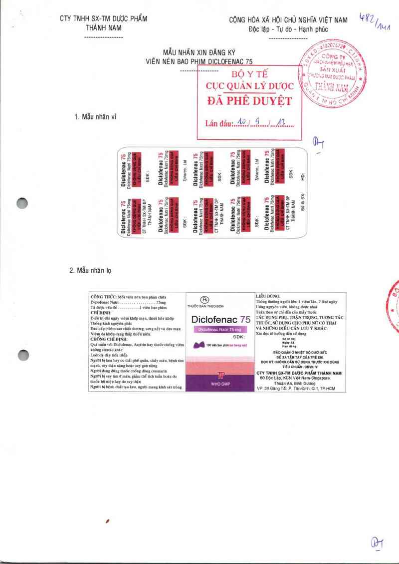 thông tin, cách dùng, giá thuốc Diclofenac 75 - ảnh 0