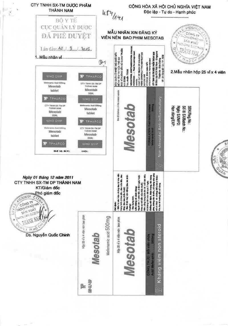 thông tin, cách dùng, giá thuốc Mesotab - ảnh 0