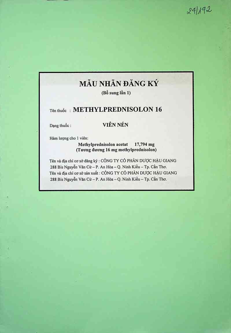 thông tin, cách dùng, giá thuốc Methylprednisolon 16 - ảnh 0