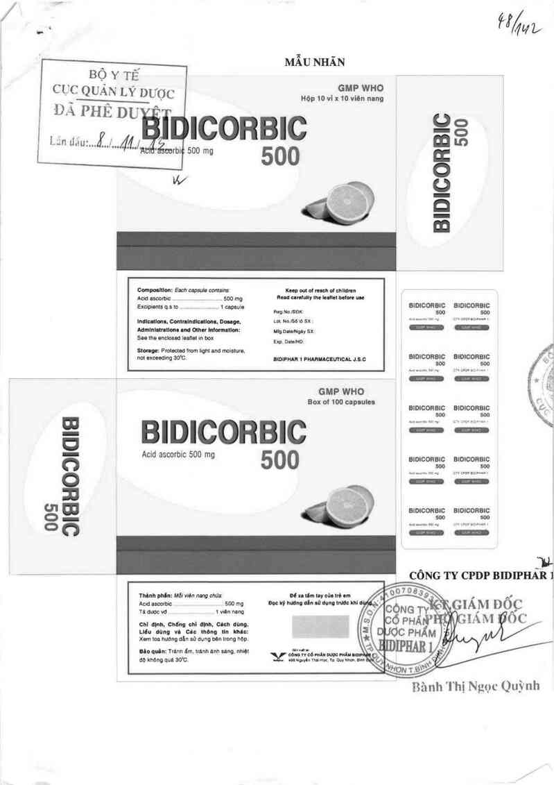 thông tin, cách dùng, giá thuốc Bidicorbic 500 - ảnh 0