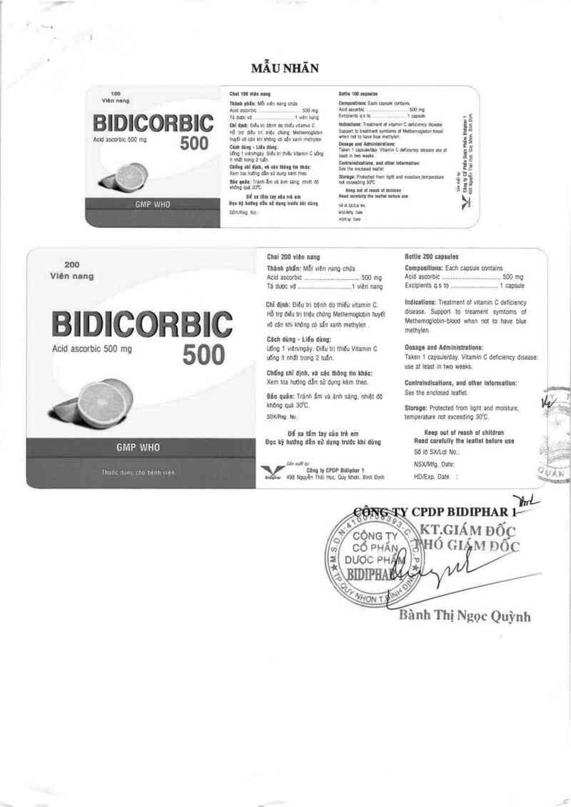 thông tin, cách dùng, giá thuốc Bidicorbic 500 - ảnh 1