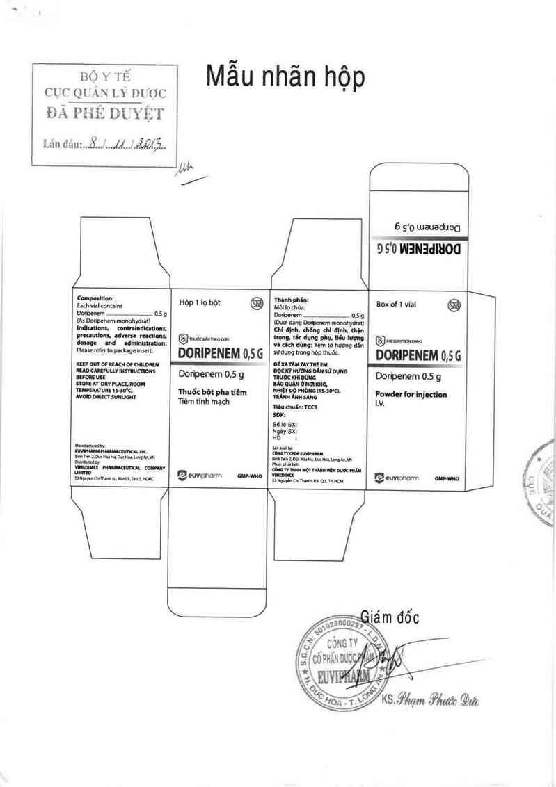 thông tin, cách dùng, giá thuốc Doripenem 0,5g - ảnh 0