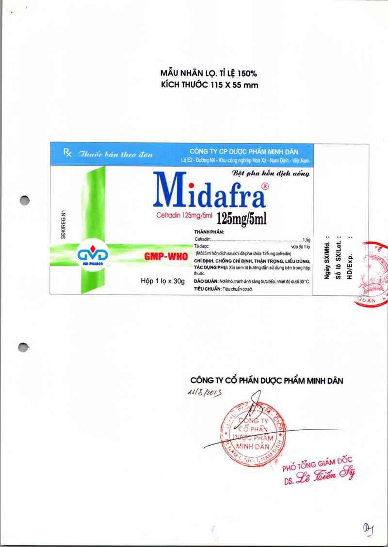 thông tin, cách dùng, giá thuốc Midafra 125mg/ 5ml - ảnh 1