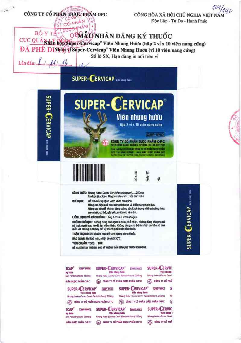 thông tin, cách dùng, giá thuốc SUPER-CERVICAP Viên Nhung Hươu - ảnh 0