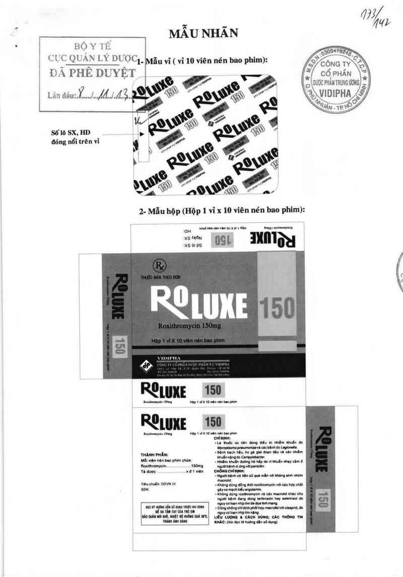 thông tin, cách dùng, giá thuốc Roluxe 150 - ảnh 0