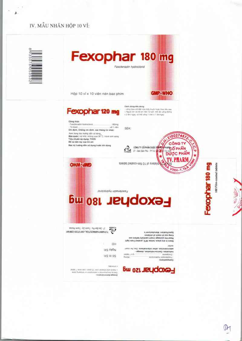 thông tin, cách dùng, giá thuốc Fexophar 180mg - ảnh 3