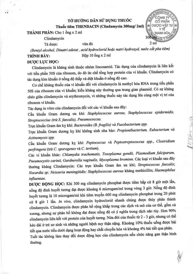 thông tin, cách dùng, giá thuốc Thendacin - ảnh 1