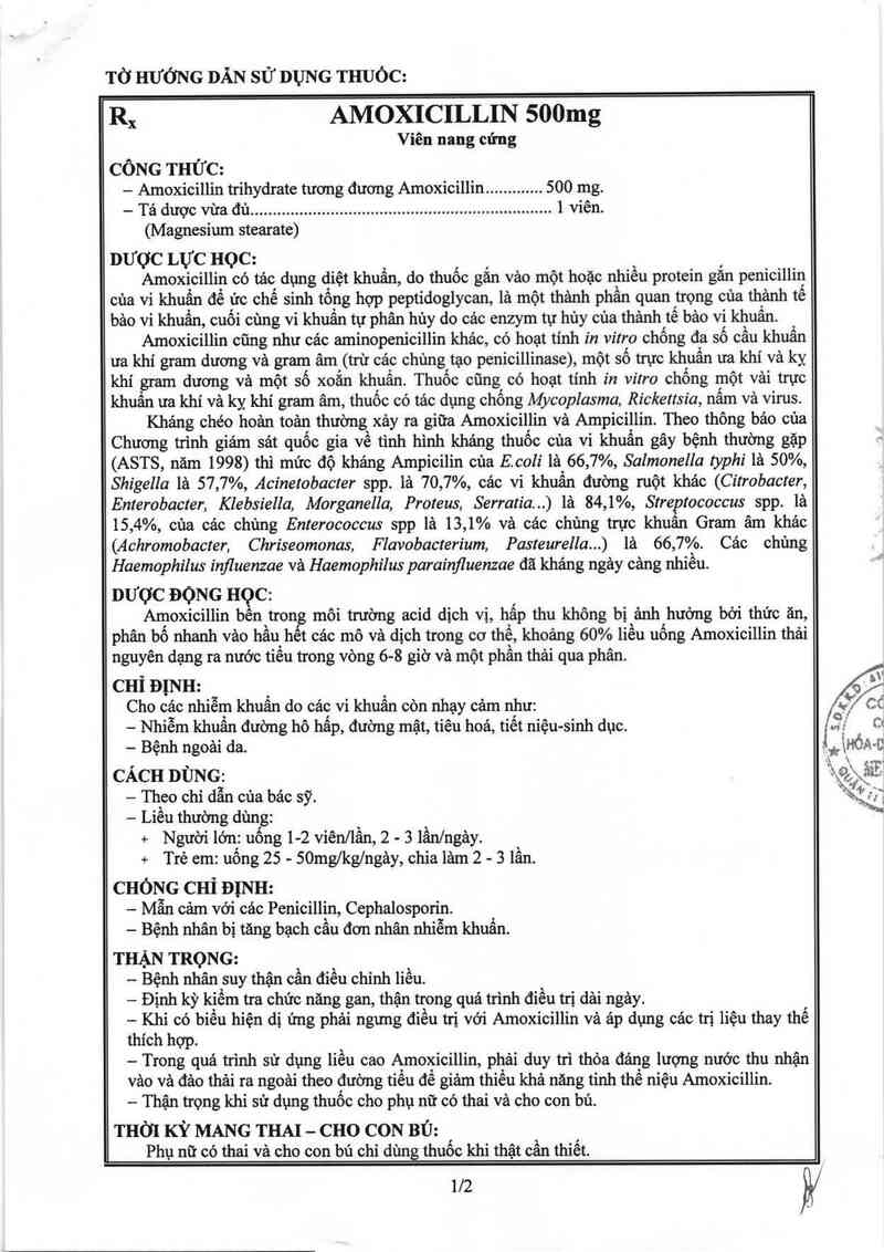 thông tin, cách dùng, giá thuốc Amoxicillin 500mg - ảnh 7