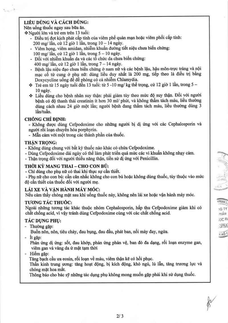 thông tin, cách dùng, giá thuốc Cefpodoxime-MKP 100 - ảnh 2
