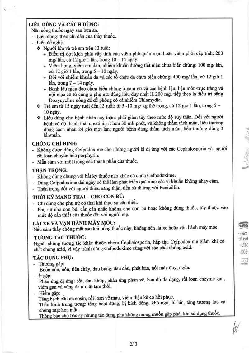 thông tin, cách dùng, giá thuốc Cefpodoxime-MKP 50 - ảnh 2