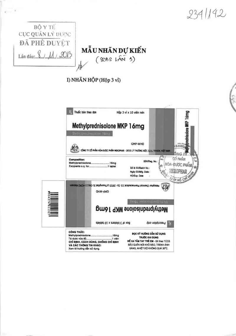 thông tin, cách dùng, giá thuốc Methylprednisolone MKP 16mg - ảnh 0