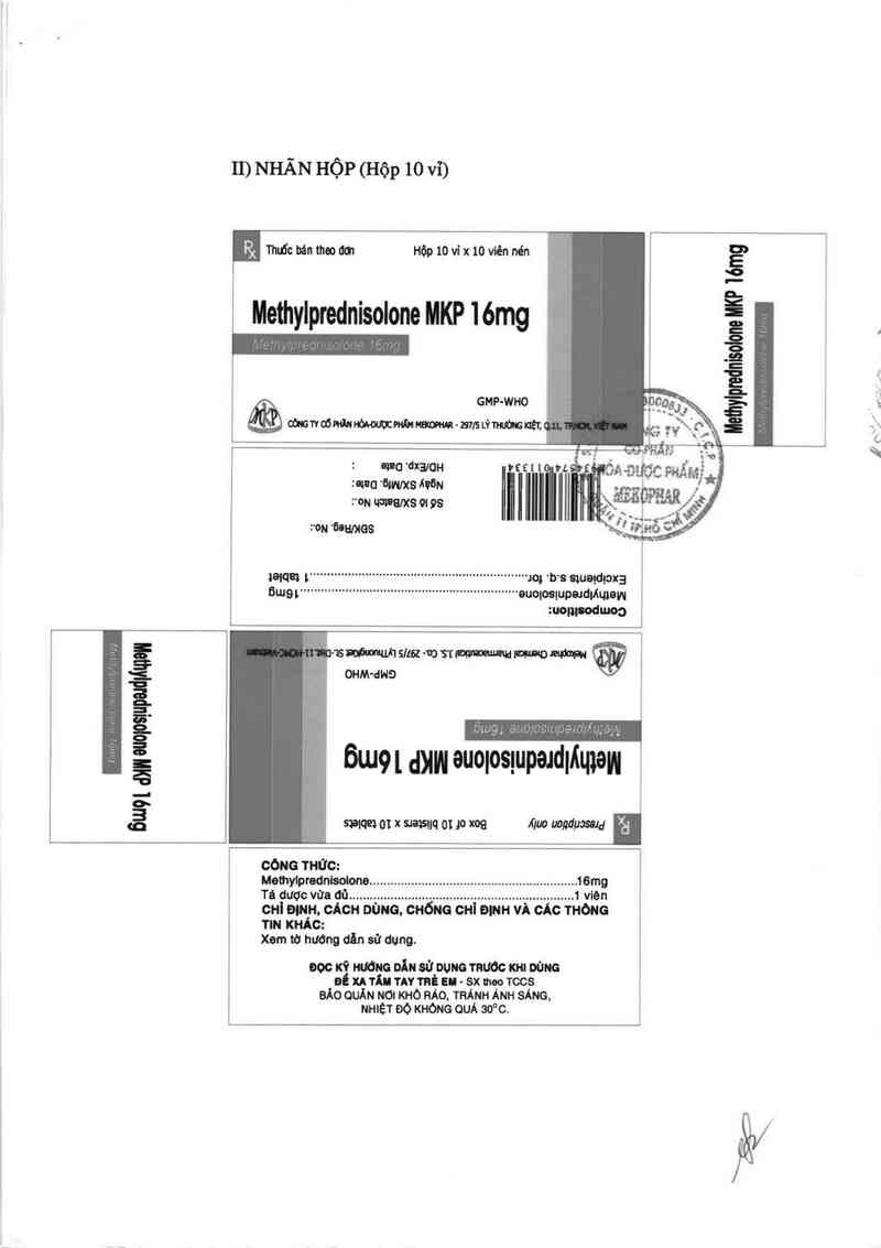 thông tin, cách dùng, giá thuốc Methylprednisolone MKP 16mg - ảnh 1