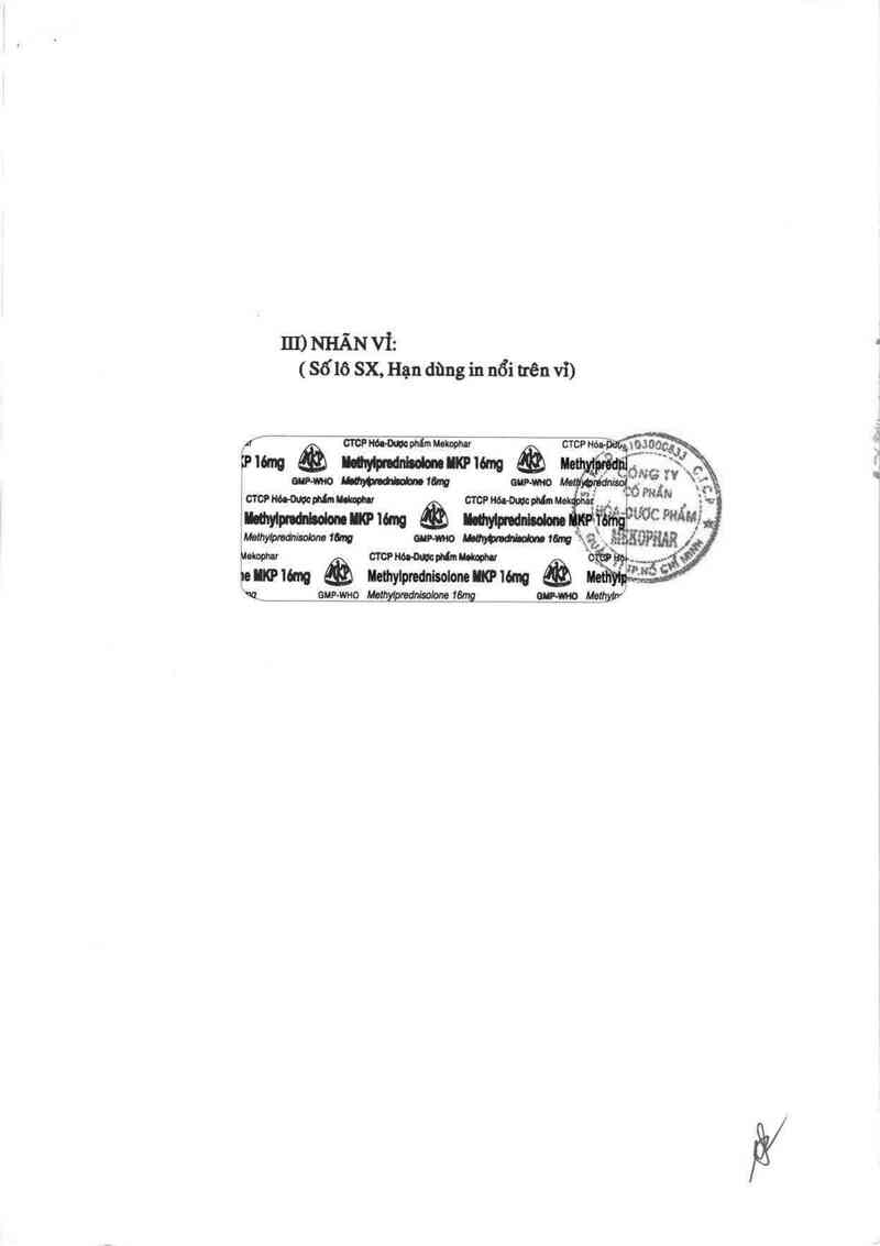 thông tin, cách dùng, giá thuốc Methylprednisolone MKP 16mg - ảnh 2
