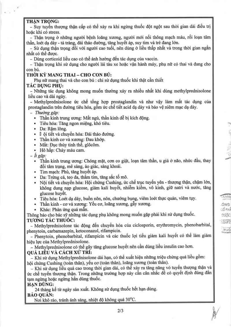thông tin, cách dùng, giá thuốc Methylprednisolone MKP 16mg - ảnh 5