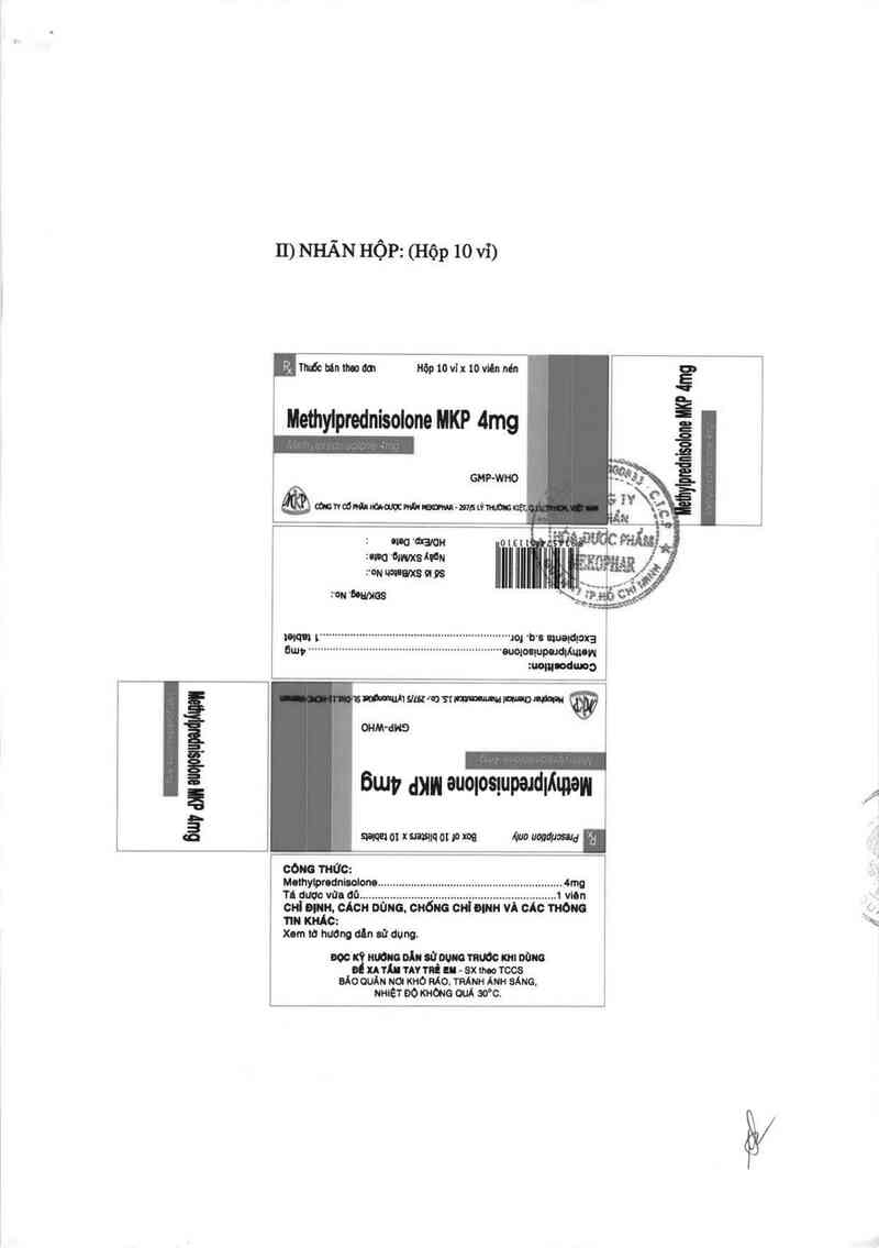 thông tin, cách dùng, giá thuốc Methylprednisolone MKP 4mg - ảnh 1