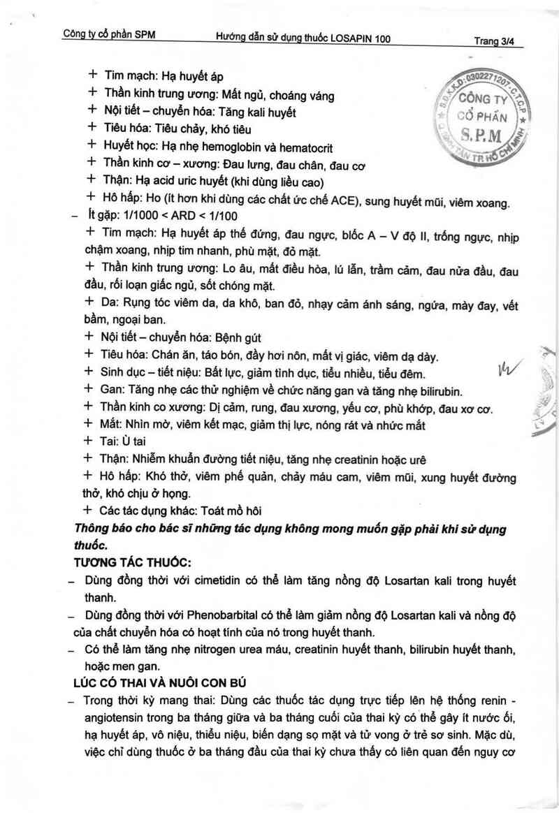 thông tin, cách dùng, giá thuốc Losapin 100 - ảnh 3