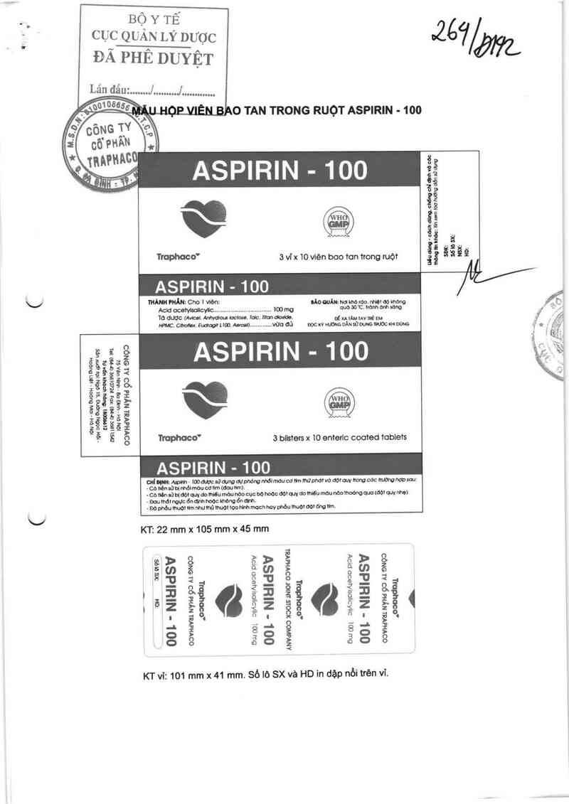 thông tin, cách dùng, giá thuốc Aspirin - 100 - ảnh 0