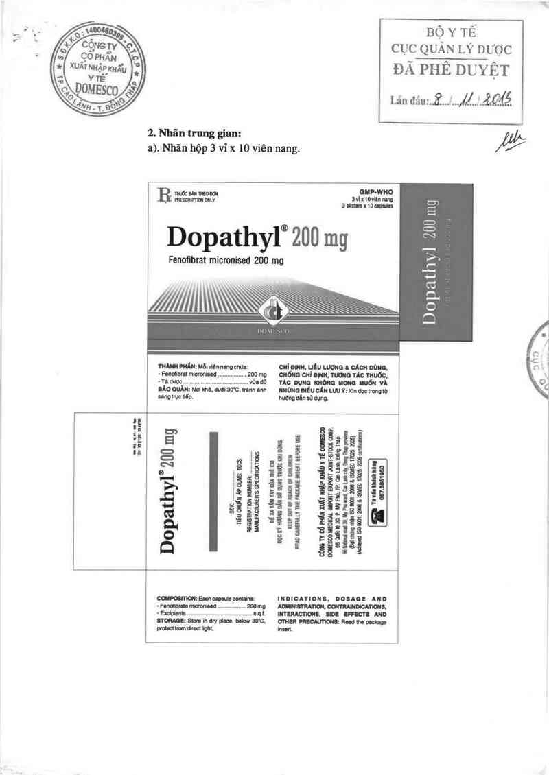 thông tin, cách dùng, giá thuốc Dopathyl 200 mg - ảnh 0