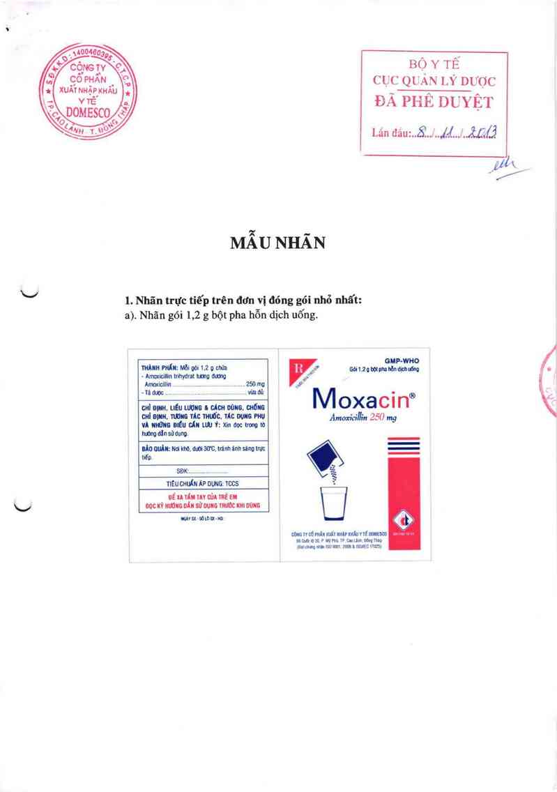 thông tin, cách dùng, giá thuốc Moxacin 250 mg - ảnh 0