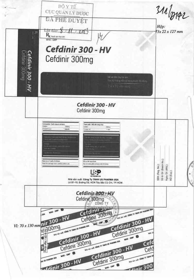 thông tin, cách dùng, giá thuốc Cefdinir 300 - HV - ảnh 0