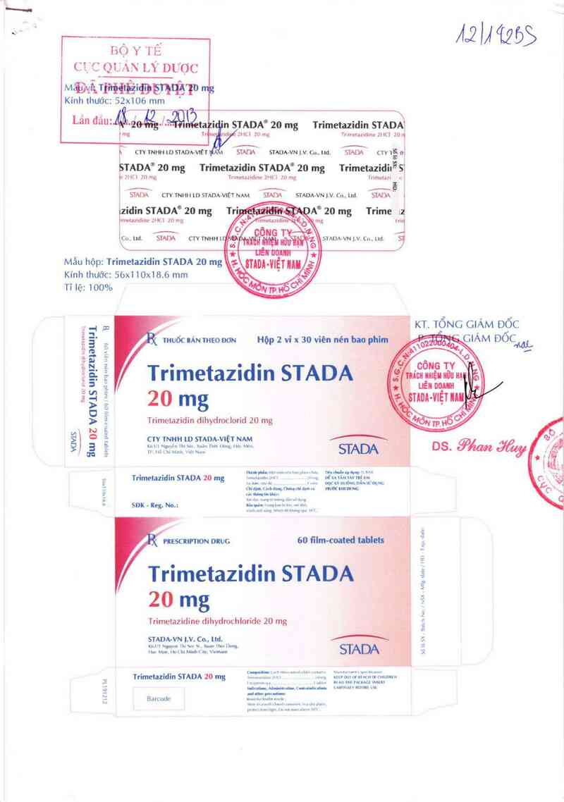 thông tin, cách dùng, giá thuốc Trimetazidin Stada 20 mg - ảnh 0