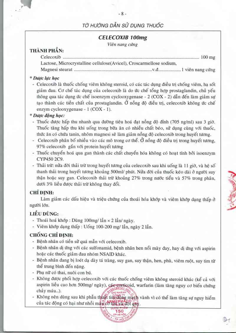 thông tin, cách dùng, giá thuốc Celecoxib 100mg - ảnh 2