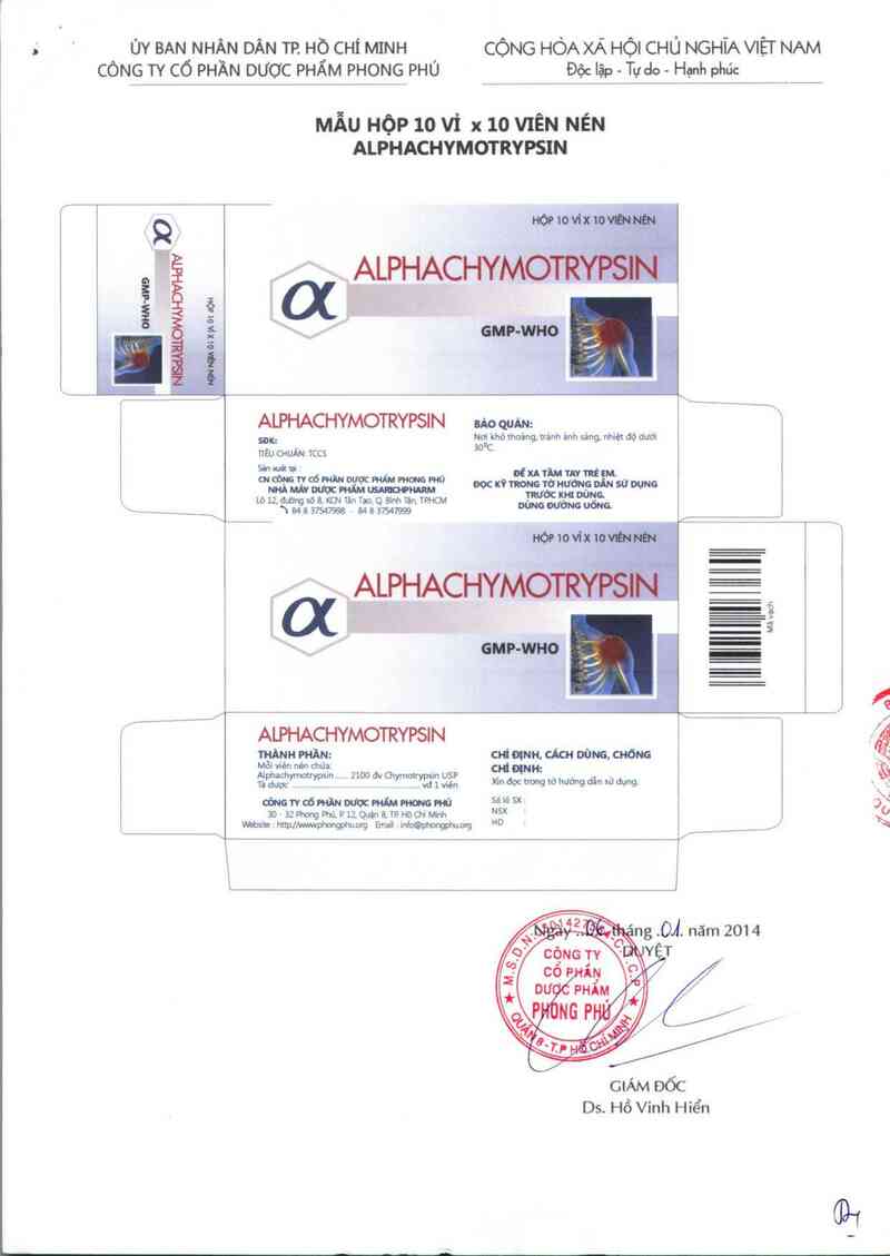 thông tin, cách dùng, giá thuốc Alphachymotrypsin - ảnh 1