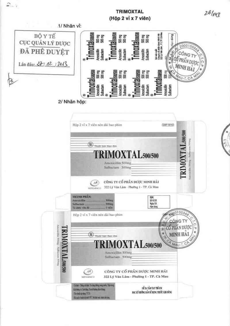 thông tin, cách dùng, giá thuốc Trimoxtal 500/500 - ảnh 0