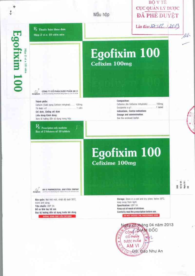 thông tin, cách dùng, giá thuốc Egofixim 100 - ảnh 0