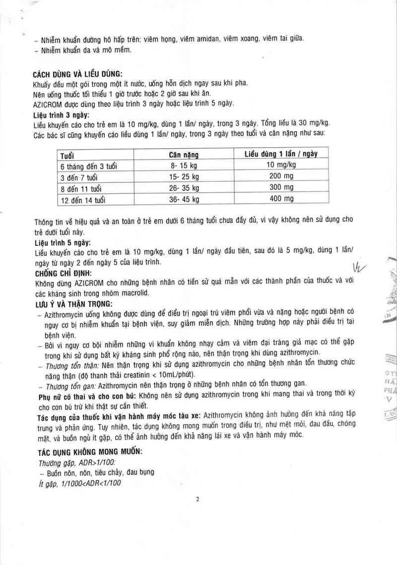 thông tin, cách dùng, giá thuốc Azicrom 200 - ảnh 2