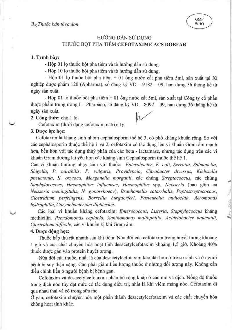 thông tin, cách dùng, giá thuốc Cefotaxime ACS Dobfar - ảnh 4