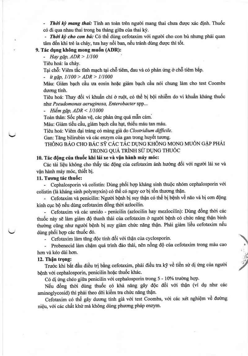 thông tin, cách dùng, giá thuốc Cefotaxime ACS Dobfar - ảnh 7