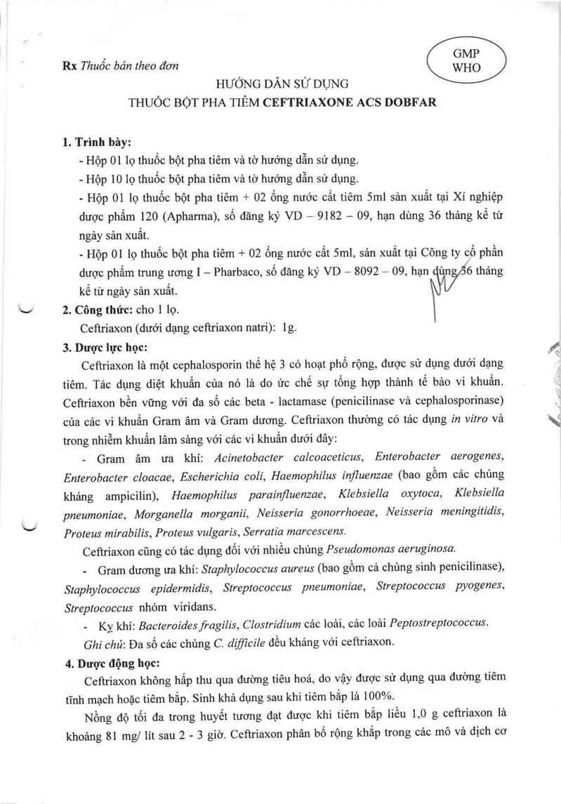 thông tin, cách dùng, giá thuốc Ceftriaxone ACS Dobfar - ảnh 5