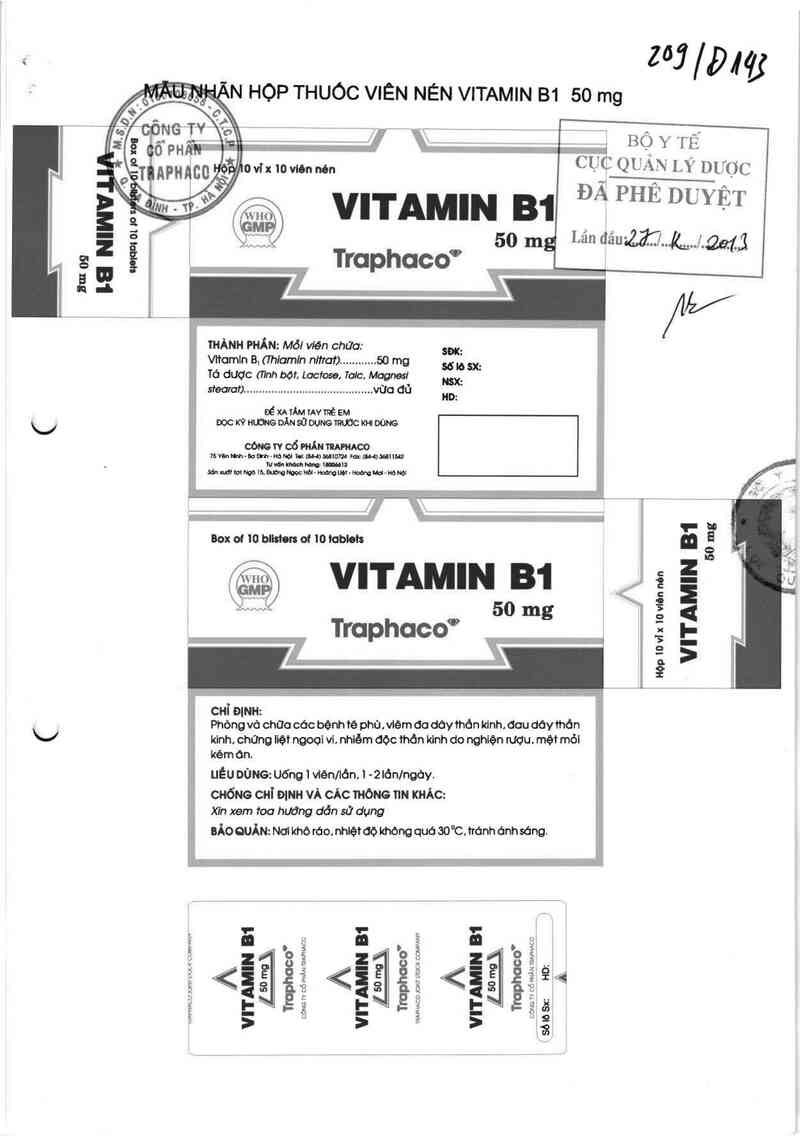 thông tin, cách dùng, giá thuốc Vitamin B1 50 mg - ảnh 0