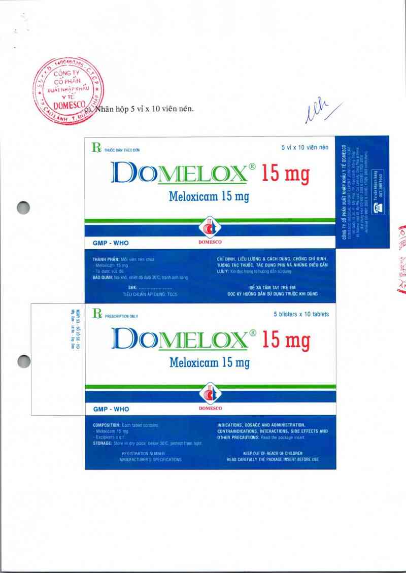 thông tin, cách dùng, giá thuốc Domelox 15 mg - ảnh 2