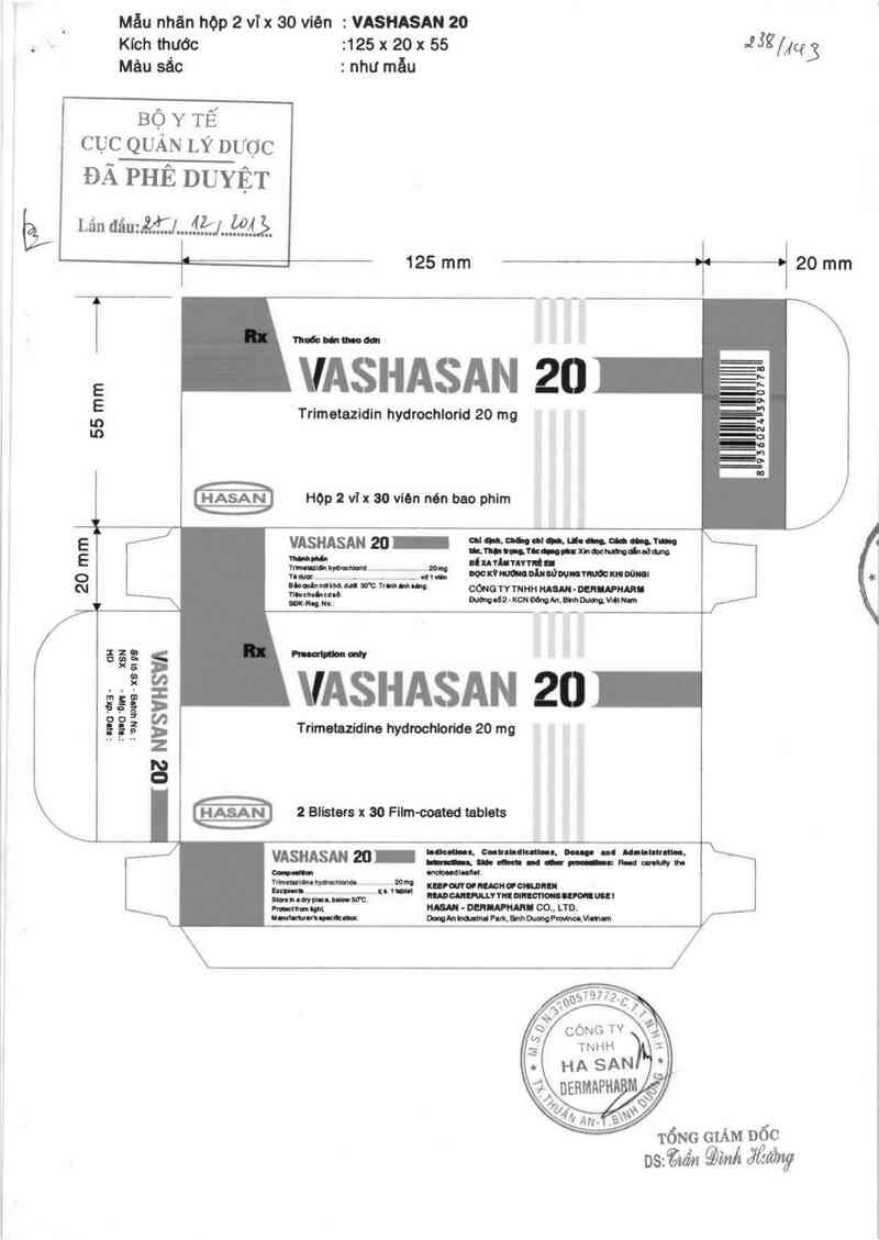 thông tin, cách dùng, giá thuốc Vashasan 20 - ảnh 0