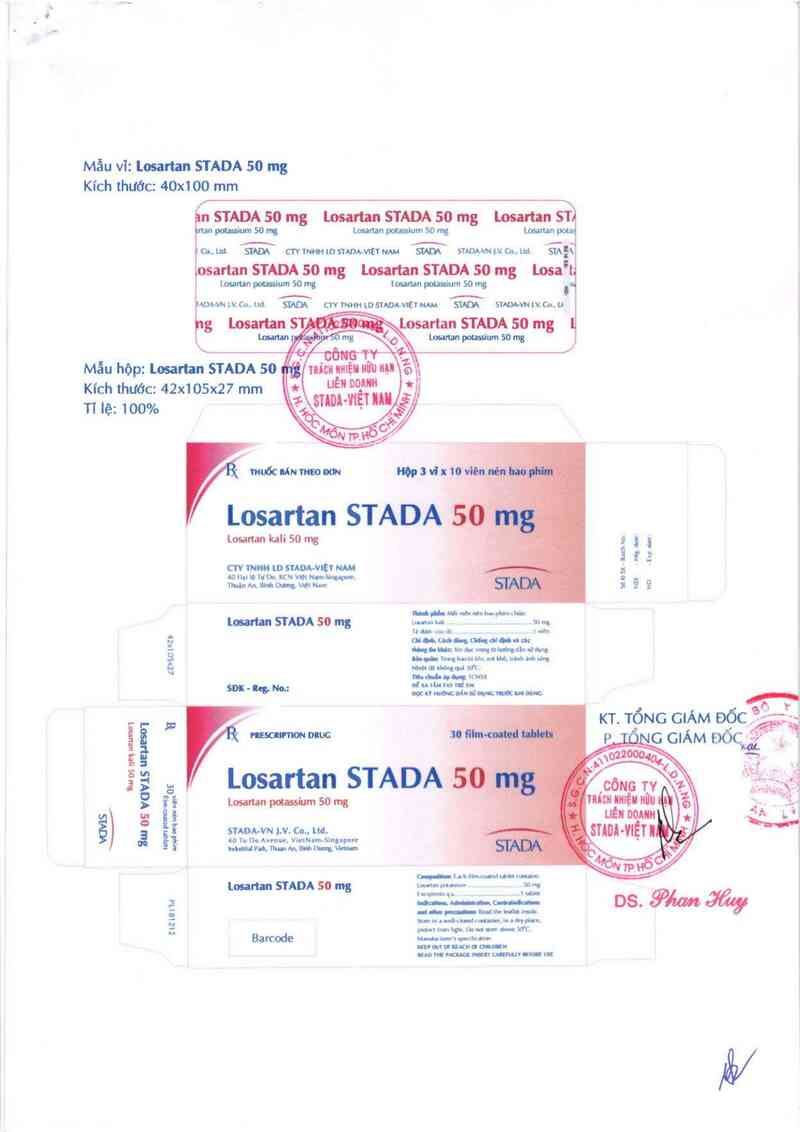 thông tin, cách dùng, giá thuốc Losartan Stada 50 mg - ảnh 1