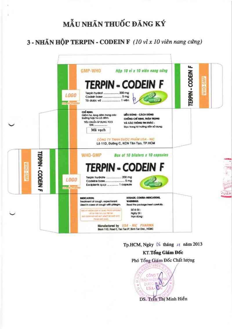 thông tin, cách dùng, giá thuốc Terpin-Codein F - ảnh 1