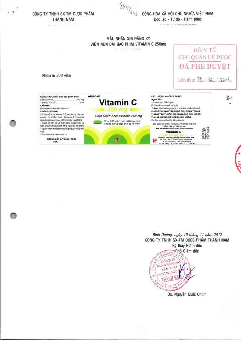 thông tin, cách dùng, giá thuốc Vitamin C 250mg - ảnh 0