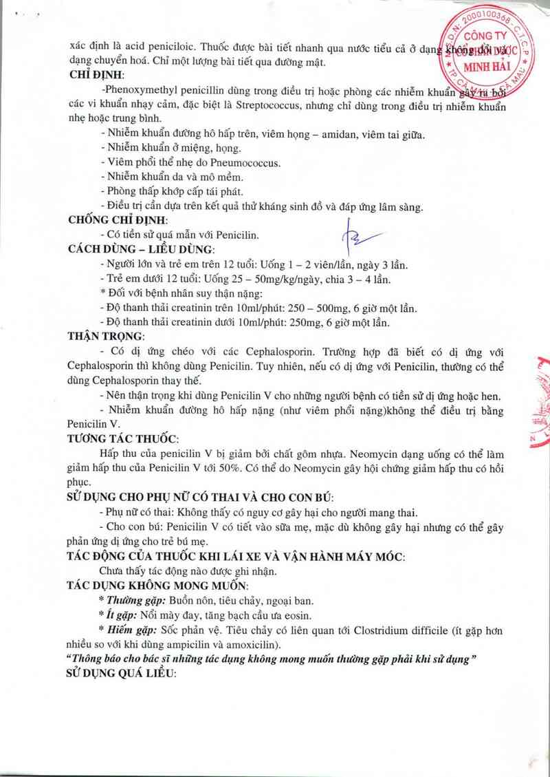 thông tin, cách dùng, giá thuốc Penicilin V Kali 400.000 IU - ảnh 2