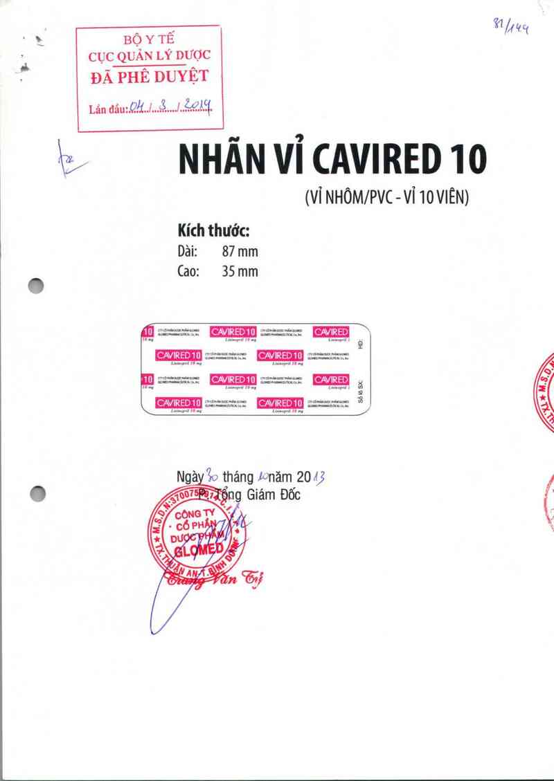 thông tin, cách dùng, giá thuốc Cavired 10 - ảnh 0