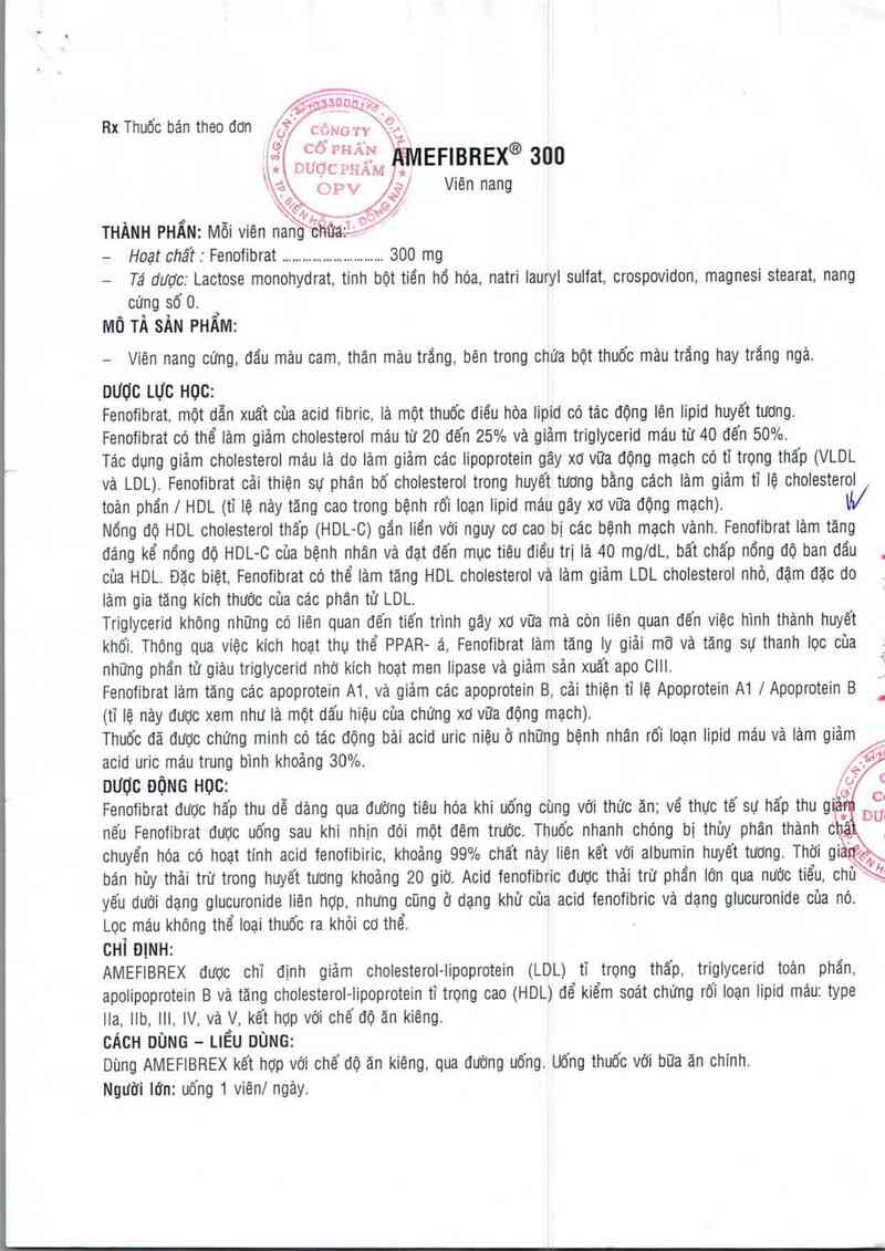 thông tin, cách dùng, giá thuốc Amefibrex 300 - ảnh 3