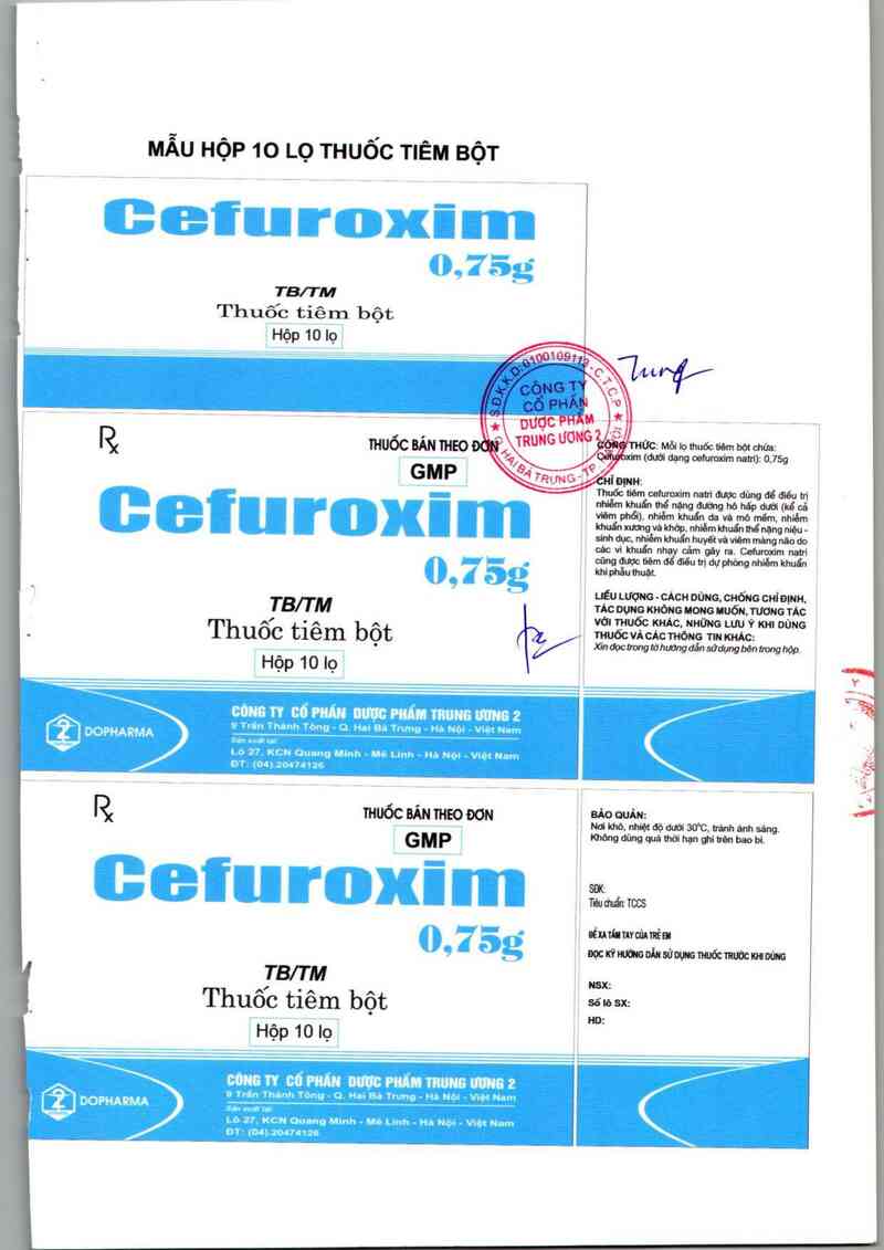 thông tin, cách dùng, giá thuốc Cefuroxim 0,75 g - ảnh 2