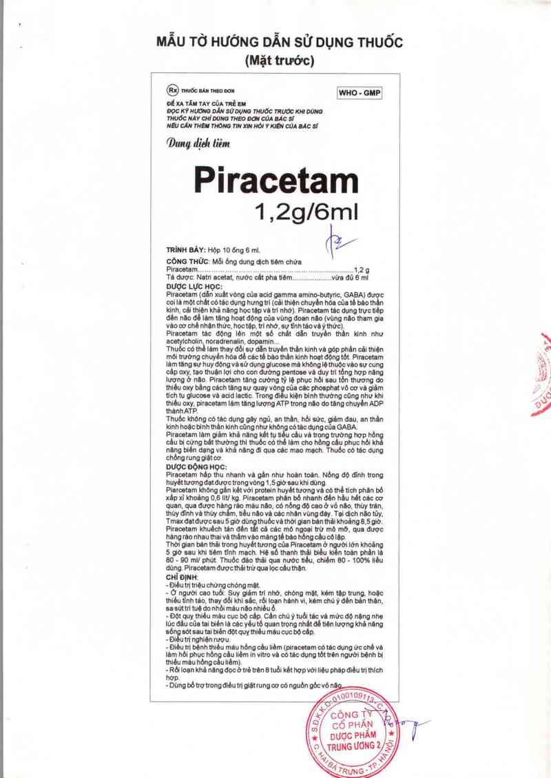 thông tin, cách dùng, giá thuốc Piracetam 1,2g/6ml - ảnh 3